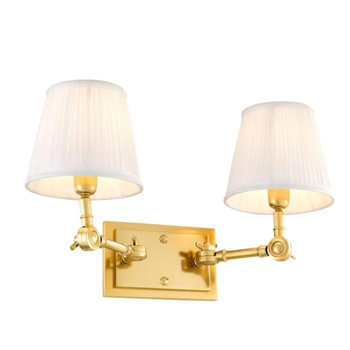 Wentworth Double Wall Light with Shades Gold & White 1