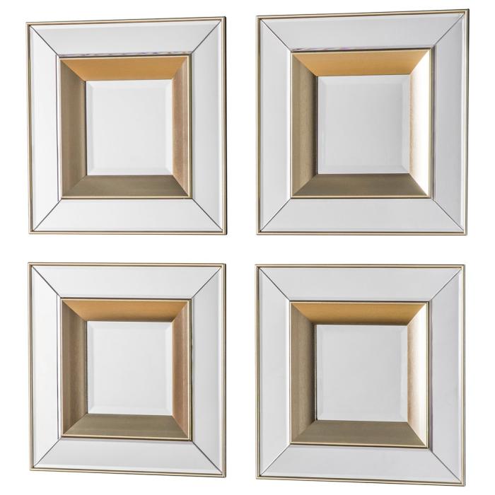 Pavilion Chic Wall Mirror Tintern Set of 4 - Gold Inlay 2