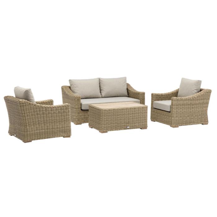 Bramblecrest Fairford Outdoor 2 Seat Sofa with 2 Sofa Chairs & Rectangle Coffee Table 1