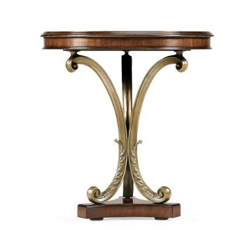 Jonathan Charles Round Side Table - Mahogany & Brass