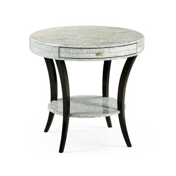Round Side Table with Drawer Oriental - Smoke Eggshell