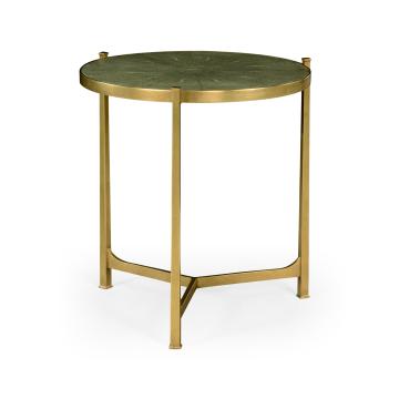 Green round faux shagreen gilded side table