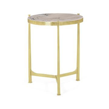 *NS*Medium Round Lamp Table with Brass Base - Blanco Equador Marble