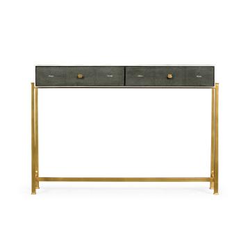 Shagreen Console Table Anthracite Finish with Silver Base