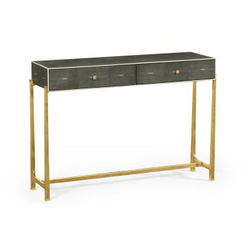 Shagreen Console Table Anthracite Finish with Silver Base