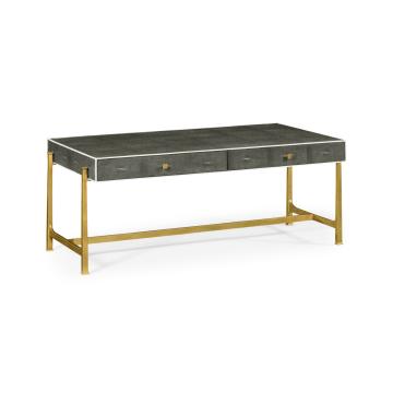 Faux anthracite shagreen coffee table with gilded base