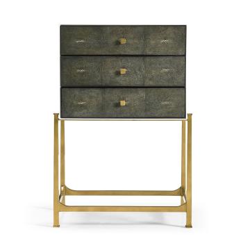 Small Chest of Drawers 1930s in Anthracite Shagreen - Gilded