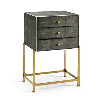 Small Chest of Drawers 1930s in Anthracite Shagreen - Gilded