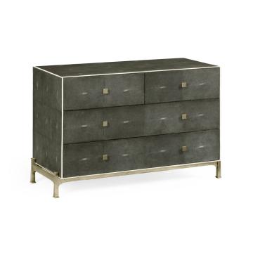 Faux anthracite shagreen low chest with silver base