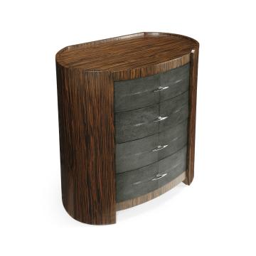 Jonathan Charles Oval Bedside Chest in Faux Anthracite Shagreen