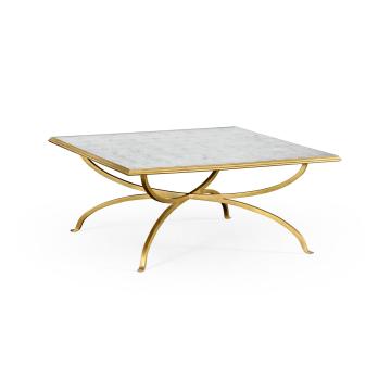 √É‚Ä∞glomis√É¬© and gilded iron square coffee table (Gold)