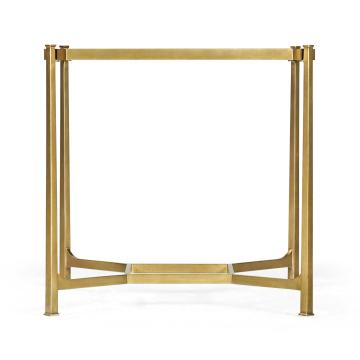 Patinated gilded finish square side table