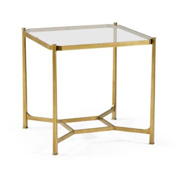Clearance Jonathan Charles Square Side Table Contemporary with Glass Top - Gilded
