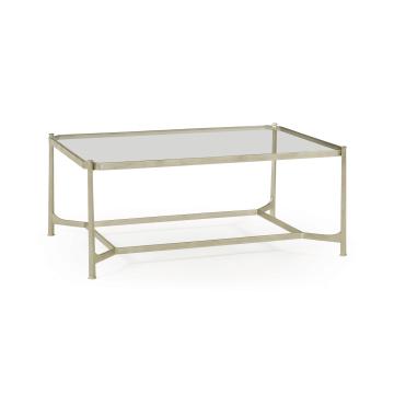 Patinated silver finish rectangular coffee table