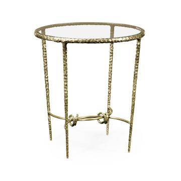 Round Side Table Hammered - Brass