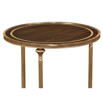 Small Round Dark Santos & Brass End Table
