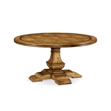 60" Round Light Brown Chestnut Dining Table