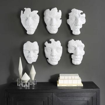  Self-Portrait White Mask Wall Décor | Set of 6