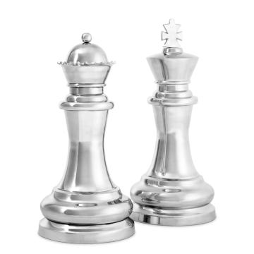 Chess King & Queen polished aluminium