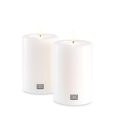 Artificial Candle ø 10 x H. 15 cm white set of 2