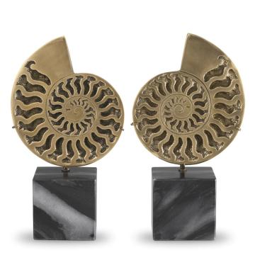 Object Ammonite Vintage Brass Finish set of 2