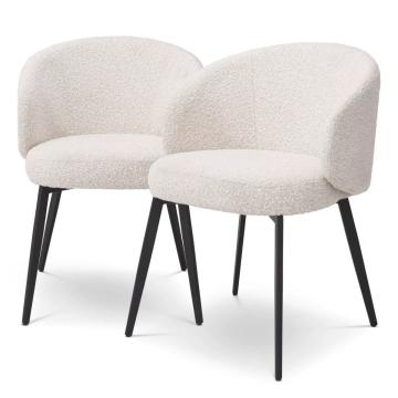 Lloyd Dining Chairs with Arm in Bouclé cream Set of 2 