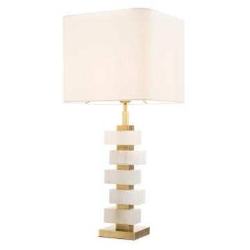 Table Lamp Amber Marble & Brass Finish Large
