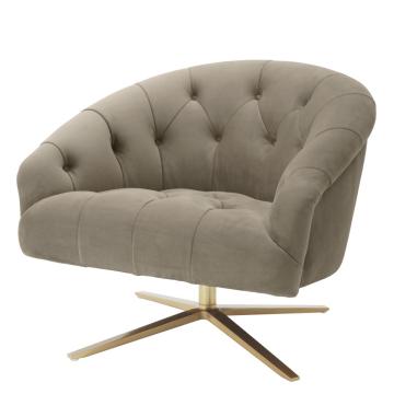 Gardner Swivel Chair in Savona Greige Velvet