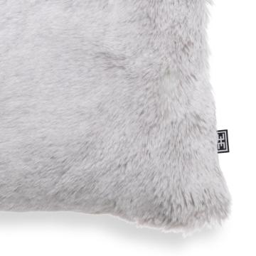 Alaska Square Faux Fur Cushion in Silver