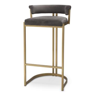 Dante Bar Stool in Grey Velvet