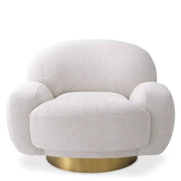 Swivel Chair Udine Off White and Brass