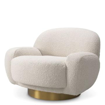 Swivel Chair Udine Cream Boucl√© and Brass