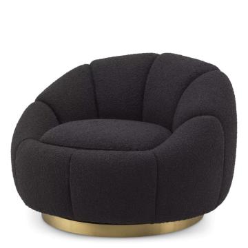 Inger Swivel Chair in Boucle Black