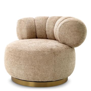 Swivel Chair Phedra Taupe and Brass Finish