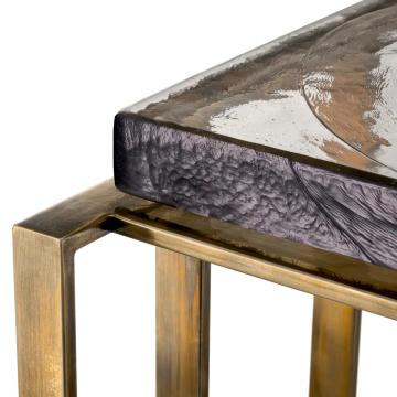 Side Table Crescent in Vintage Brass Finish