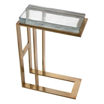 Side Table Pierre Vintage Brass Finish | Clear Glass