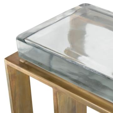 Side Table Pierre Vintage Brass Finish | Clear Glass