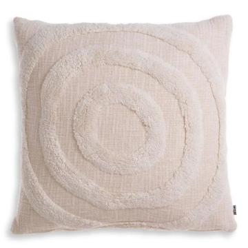 Cotton Cushion Morpheus with Fleece Circle Detailing Off White Large 