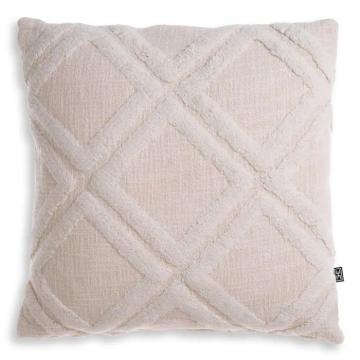 Cotton Cushion Maris with Fleece Detail Off White - Large