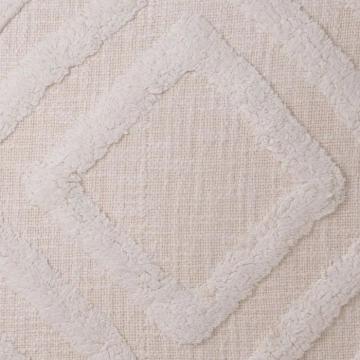 Cotton Cushion Magan with Fleece Diamond Detailing Off White - Large 