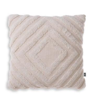 Cotton Cushion Magan with Fleece Diamond Detailing Off White - Small
