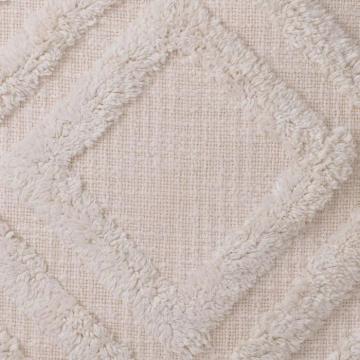 Cotton Cushion Magan with Fleece Diamond Detailing Off White - Small