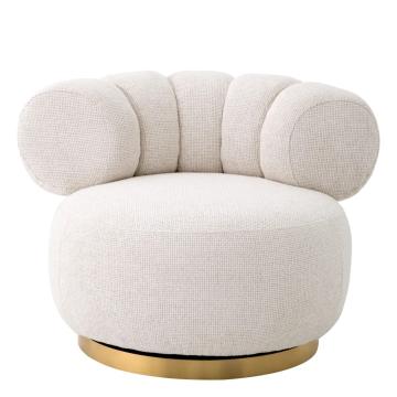Swivel Chair Phedra Off White and Brass Finish 