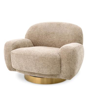 Swivel Chair Udine Taupe and Brass