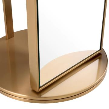 Floor Mirror Novo with Coat Rack in Brushed Brass Finish