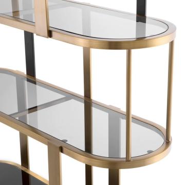 Shelving Unit Clio Round in Brushed Brass Finish