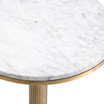 Side Table Tavolara Vintage Brass Finish & White Marble