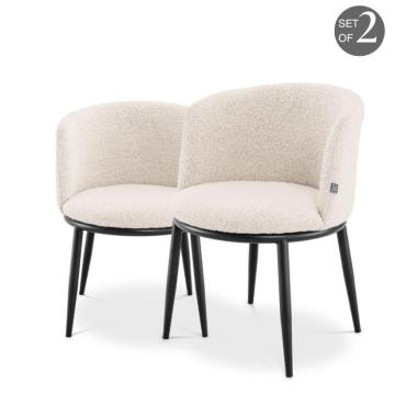 Fimore Dining Chair Set of 2 in Boucle Cream