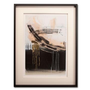 Gold, Black and Blush Framed Abstract Art Print - Paved Path 3