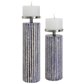  Havana Blue Candleholders, S/2